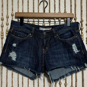 Forever 21 Dark Blue Distressed Jean Shorts